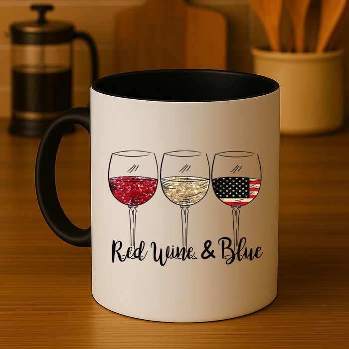 Red Wine And Blue Funny 4th Of July Drinking Wine Lover Mug