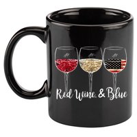 Red Wine And Blue Funny 4th Of July Drinking Wine Lover 11oz C Handle Ceramic Mug