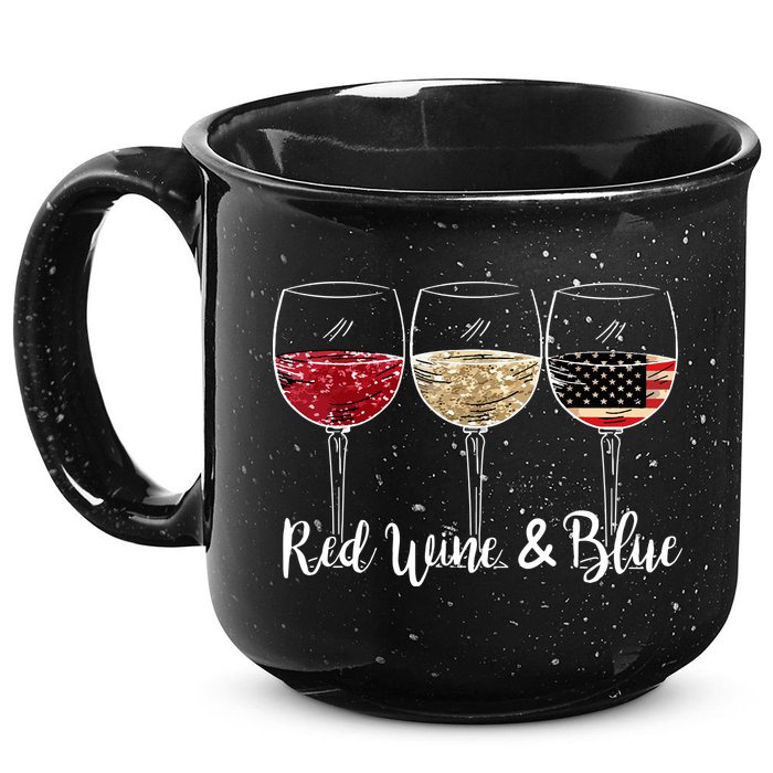 Red Wine And Blue Funny 4th Of July Drinking Wine Lover 15oz Campfire Ceramic Mug