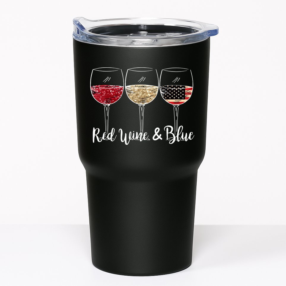 Red Wine And Blue Funny 4th Of July Drinking Wine Lover Tumbler