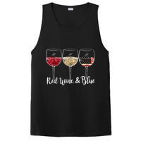 Red Wine And Blue Funny 4th Of July Drinking Wine Lover PosiCharge Competitor Tank