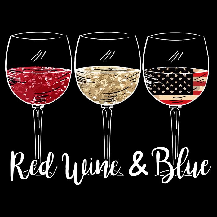 Red Wine And Blue Funny 4th Of July Drinking Wine Lover Cropped Pullover Crew