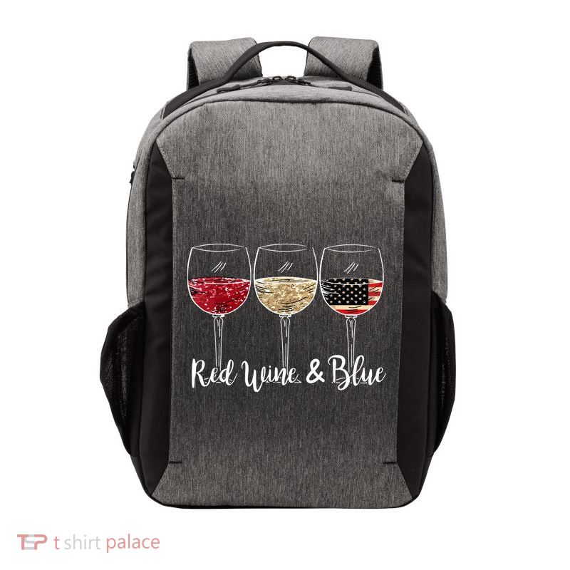 Red Wine And Blue Funny 4th Of July Drinking Wine Lover Vector Backpack