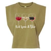 Red Wine And Blue Funny 4th Of July Drinking Wine Lover Garment-Dyed Women's Muscle Tee