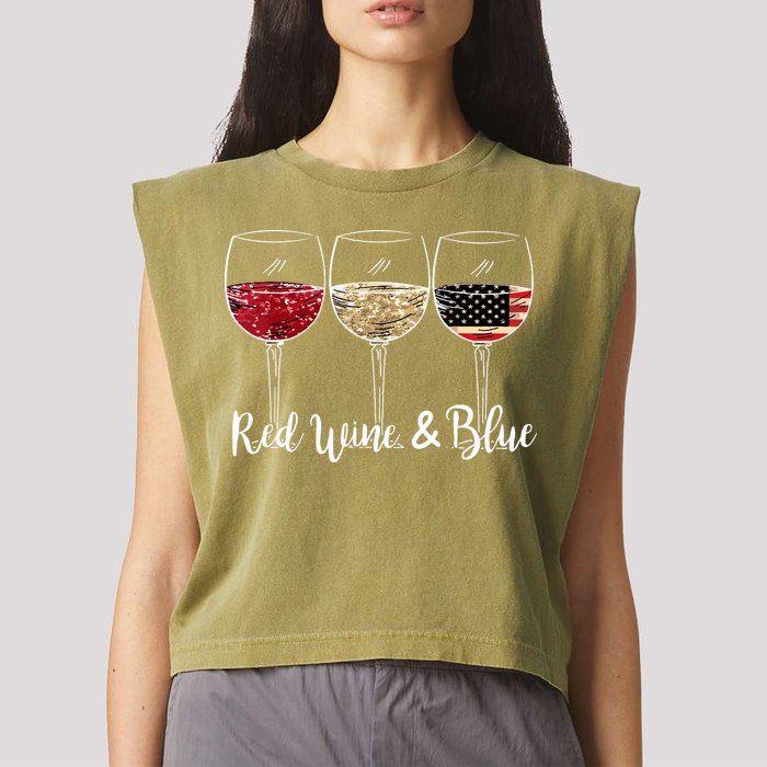 Red Wine And Blue Funny 4th Of July Drinking Wine Lover Garment-Dyed Women's Muscle Tee