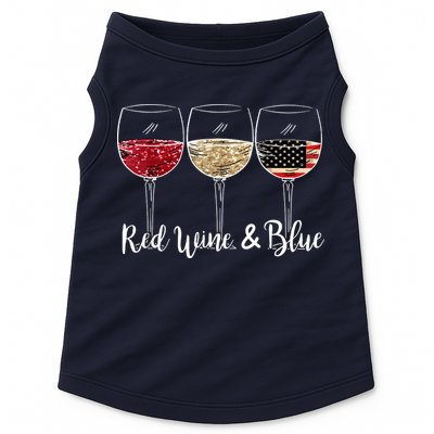 Red Wine And Blue Funny 4th Of July Drinking Wine Lover Doggie Tank