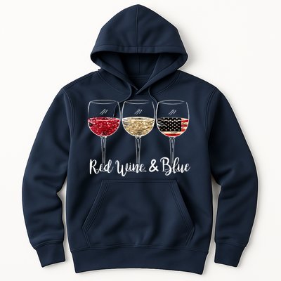 Red Wine And Blue Funny 4th Of July Drinking Wine Lover Hoodie