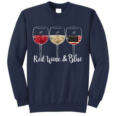 Red Wine And Blue Funny 4th Of July Drinking Wine Lover Sweatshirt