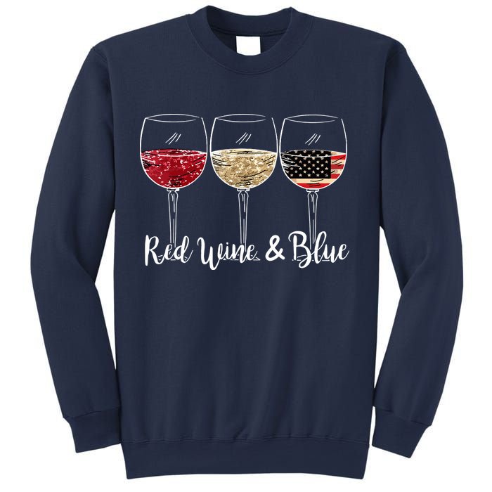 Red Wine And Blue Funny 4th Of July Drinking Wine Lover Sweatshirt