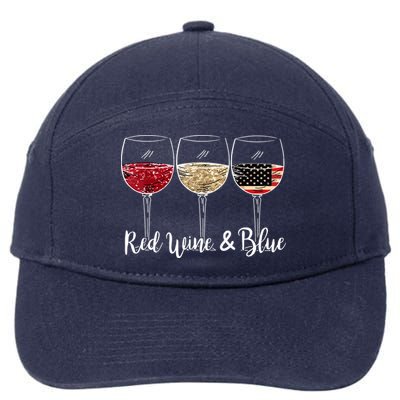 Red Wine And Blue Funny 4th Of July Drinking Wine Lover 7-Panel Snapback Hat