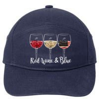 Red Wine And Blue Funny 4th Of July Drinking Wine Lover 7-Panel Snapback Hat
