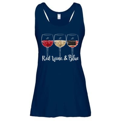 Red Wine And Blue Funny 4th Of July Drinking Wine Lover Ladies Essential Flowy Tank