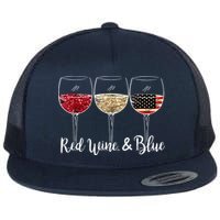 Red Wine And Blue Funny 4th Of July Drinking Wine Lover Flatbill Hat