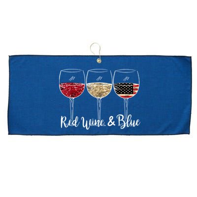 Red Wine And Blue Funny 4th Of July Drinking Wine Lover Large Microfiber Waffle Golf Towel