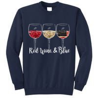 Red Wine And Blue Funny 4th Of July Drinking Wine Lover Tall Sweatshirt