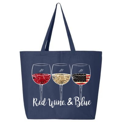 Red Wine And Blue Funny 4th Of July Drinking Wine Lover 25L Jumbo Tote