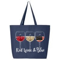 Red Wine And Blue Funny 4th Of July Drinking Wine Lover 25L Jumbo Tote