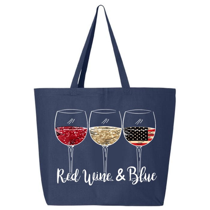 Red Wine And Blue Funny 4th Of July Drinking Wine Lover 25L Jumbo Tote