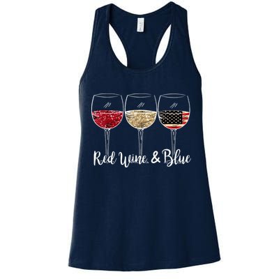 Red Wine And Blue Funny 4th Of July Drinking Wine Lover Womens Tank Top