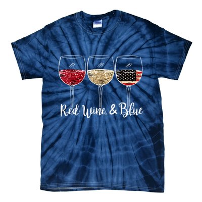 Red Wine And Blue Funny 4th Of July Drinking Wine Lover Tie-Dye T-Shirt