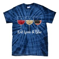 Red Wine And Blue Funny 4th Of July Drinking Wine Lover Tie-Dye T-Shirt