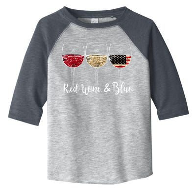 Red Wine And Blue Funny 4th Of July Drinking Wine Lover Toddler Fine Jersey T-Shirt