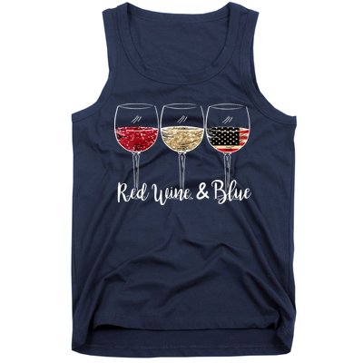 Red Wine And Blue Funny 4th Of July Drinking Wine Lover Tank Top