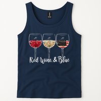 Red Wine And Blue Funny 4th Of July Drinking Wine Lover Tank Top