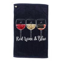 Red Wine And Blue Funny 4th Of July Drinking Wine Lover Golf Towel