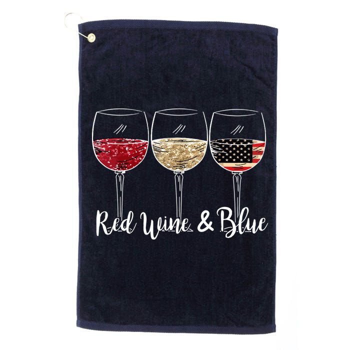 Red Wine And Blue Funny 4th Of July Drinking Wine Lover Golf Towel