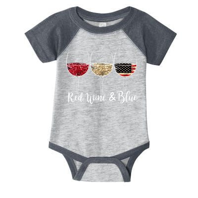 Red Wine And Blue Funny 4th Of July Drinking Wine Lover Infant Baby Jersey Bodysuit