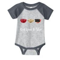 Red Wine And Blue Funny 4th Of July Drinking Wine Lover Infant Baby Jersey Bodysuit