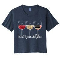 Red Wine And Blue Funny 4th Of July Drinking Wine Lover Crop Top