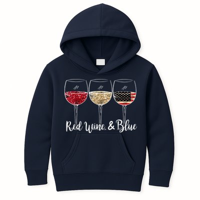 Red Wine And Blue Funny 4th Of July Drinking Wine Lover Kids Hoodie