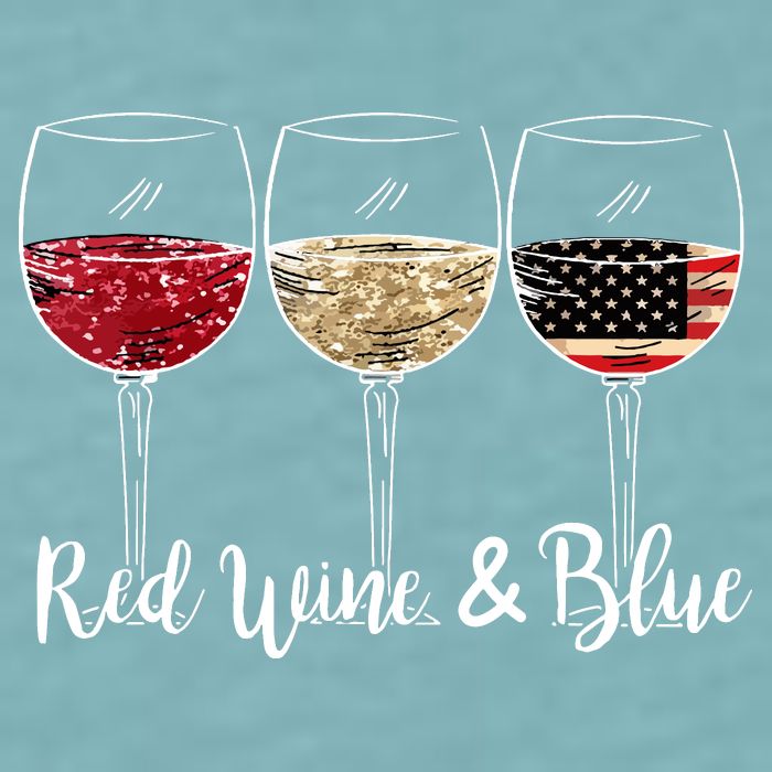 Red Wine And Blue Funny 4th Of July Drinking Wine Lover Sueded Cloud Jersey T-Shirt