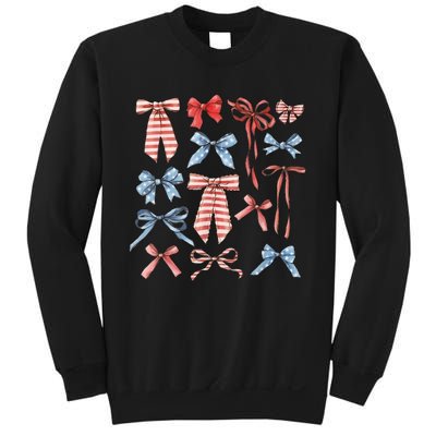 Red White And Blue American Coquette Bows Funny 4th Of July Sweatshirt