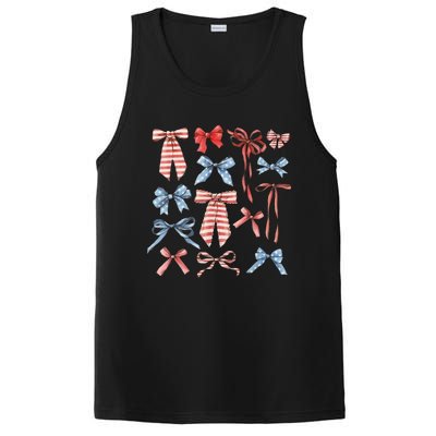 Red White And Blue American Coquette Bows Funny 4th Of July PosiCharge Competitor Tank