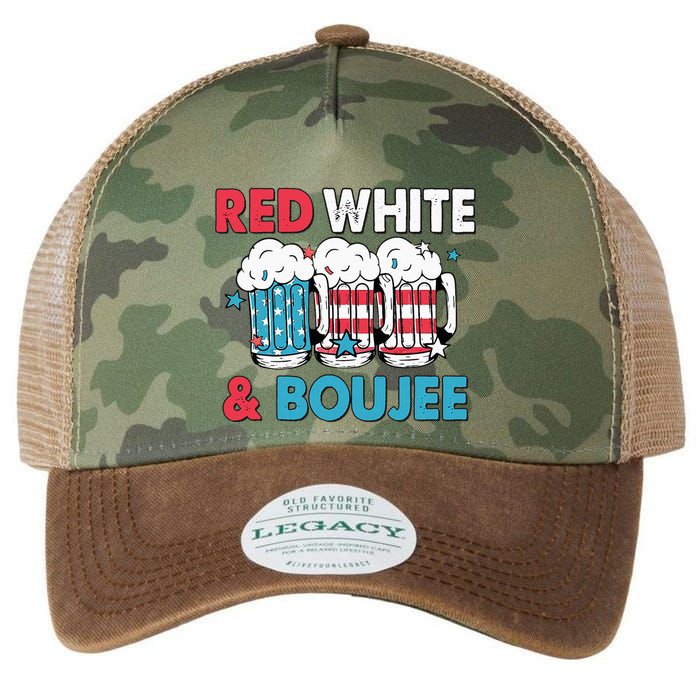 Red White And Boujee Retro 4th Of July Drinking Legacy Tie Dye Trucker Hat