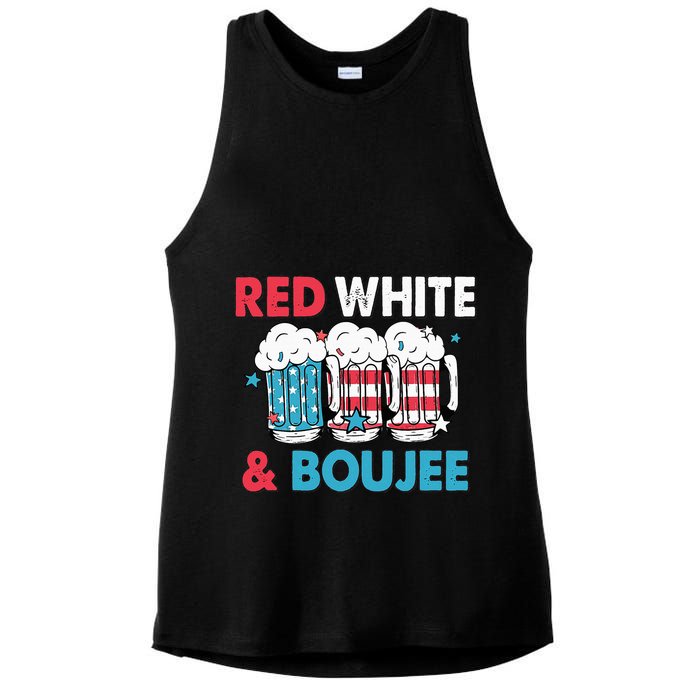 Red White And Boujee Retro 4th Of July Drinking Ladies PosiCharge Tri-Blend Wicking Tank