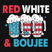 Red White And Boujee Retro 4th Of July Drinking Ladies PosiCharge Tri-Blend Wicking Tank