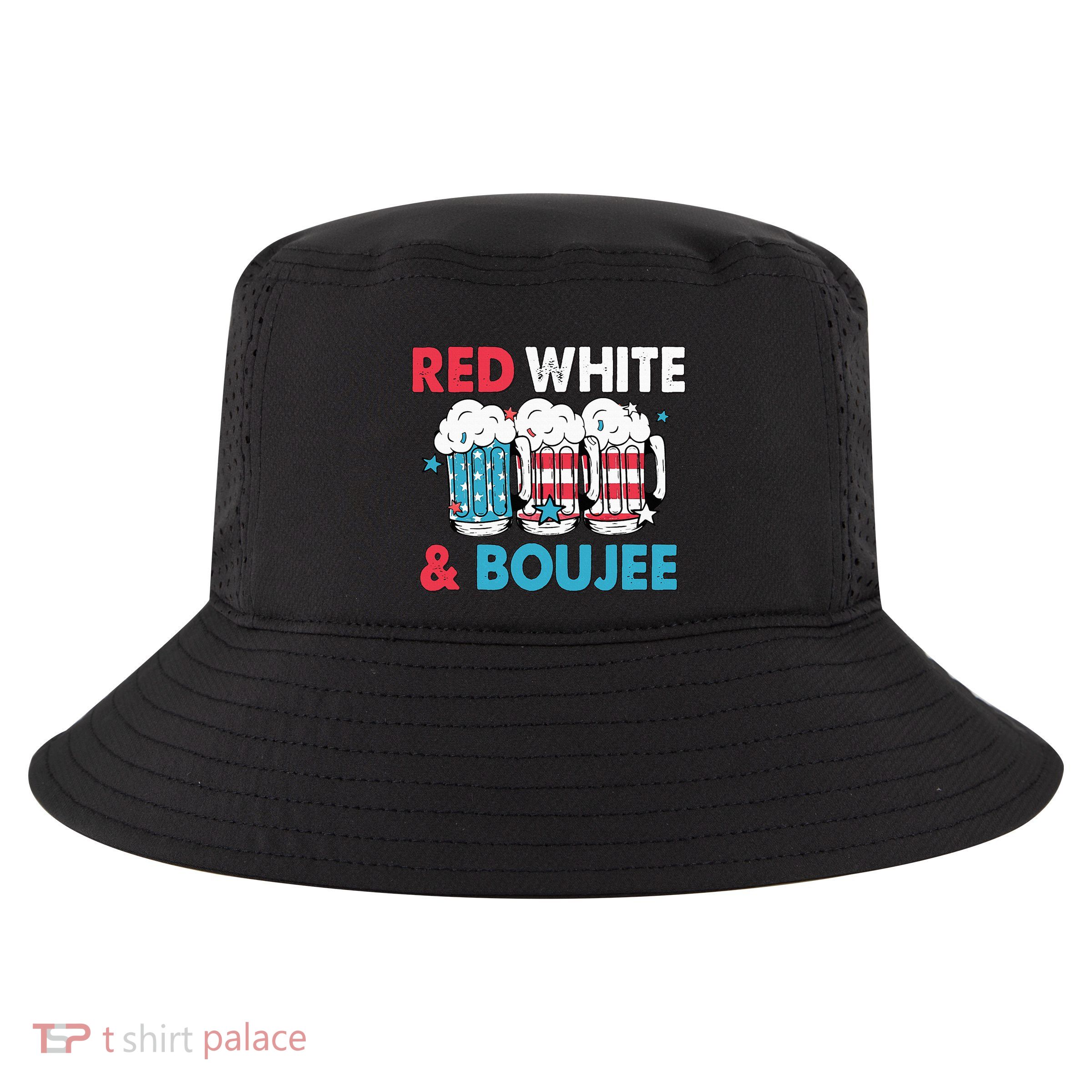 Red White And Boujee Retro 4th Of July Drinking Cool Comfort Performance Bucket Hat
