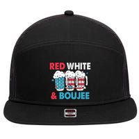 Red White And Boujee Retro 4th Of July Drinking 7 Panel Mesh Trucker Snapback Hat