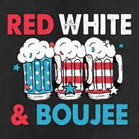 Red White And Boujee Retro 4th Of July Drinking 7 Panel Mesh Trucker Snapback Hat