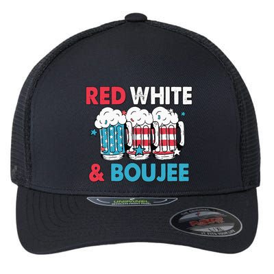 Red White And Boujee Retro 4th Of July Drinking Flexfit Unipanel Trucker Cap
