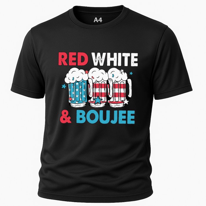 Red White And Boujee Retro 4th Of July Drinking Performance Shirt