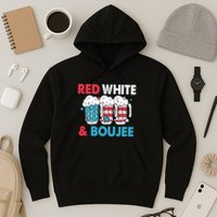 Red White And Boujee Retro 4th Of July Drinking Hoodie