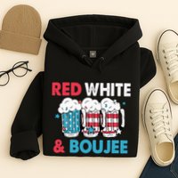 Red White And Boujee Retro 4th Of July Drinking Hoodie