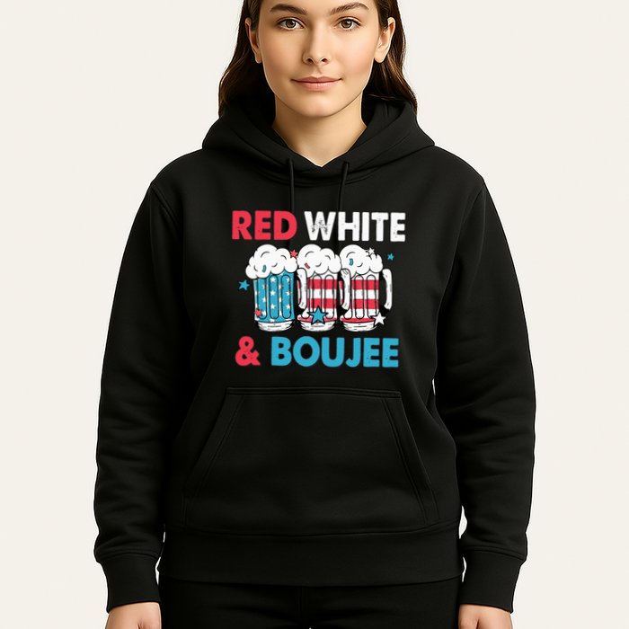 Red White And Boujee Retro 4th Of July Drinking Hoodie