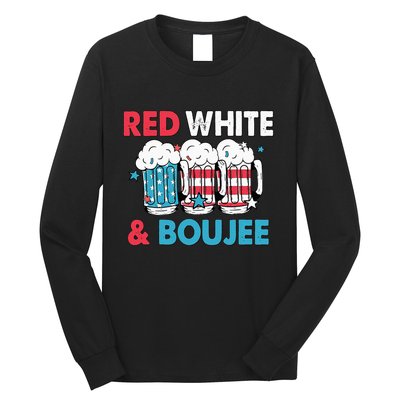 Red White And Boujee Retro 4th Of July Drinking Long Sleeve Shirt