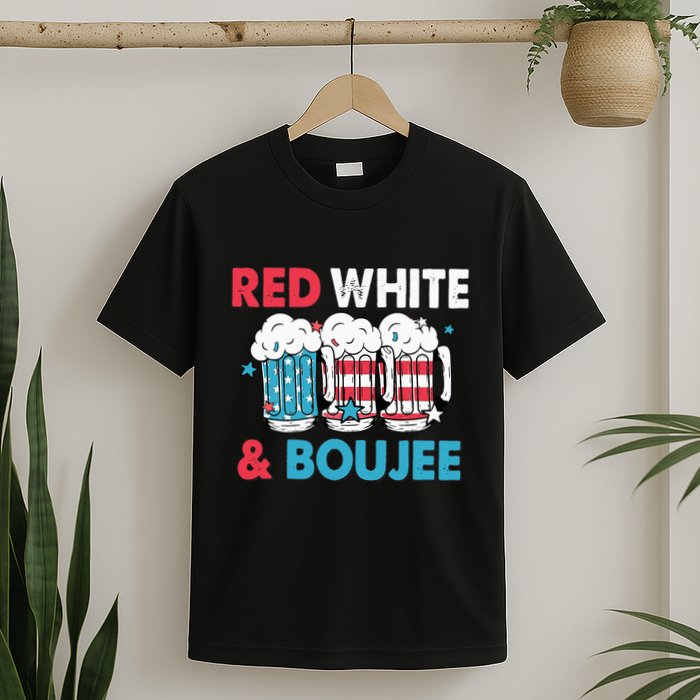 Red White And Boujee Retro 4th Of July Drinking T-Shirt
